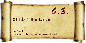 Ollé Bertalan névjegykártya
